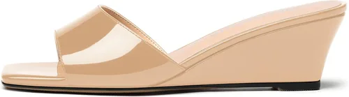 Miniatura 2 de WAYDERNS Sandalias de tacón bajo con cuña y puntera abierta para mujer, con puntera cuadrada, 2 pulgadas