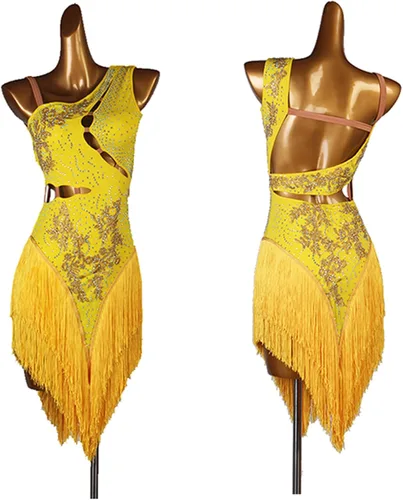 Miniatura 2 de Vestidos de baile latino con flecos para mujer, competencia profesional, cha cha, tango, baile, baile