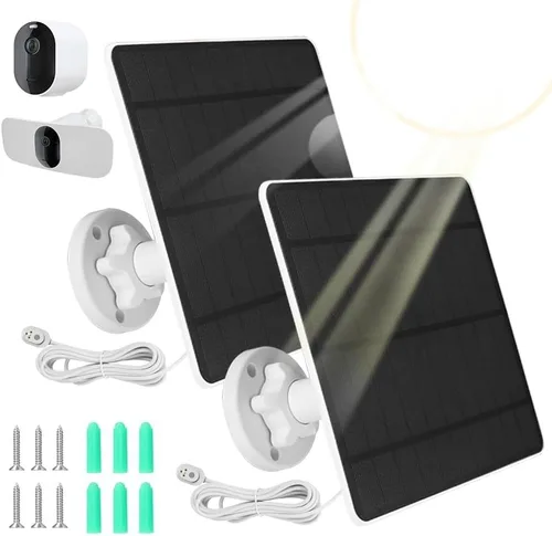 Cargador de panel solar compatible con Arlo Pro 3/Pro 4/Pro 5S/Pro 3 Floodlight/Ultra/Ultra2, fuente de alimentación continua de panel solar de 5 W