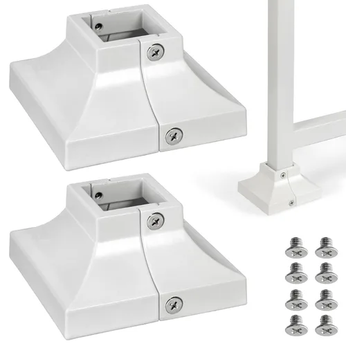Miniatura 9 de Paquete de 4 cubiertas de base de poste de cubierta de aleación de aluminio (base de poste de 1 x 1 pulgada x 3.35 pulgadas), para pasamanos, Blanco