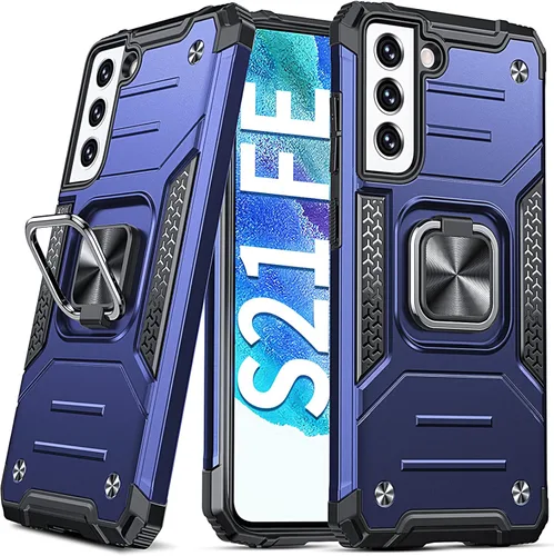 Miniatura 52 de Anqrp Funda para Galaxy S22 Ultra, Funda Protectora de Teléfono de Grado Militar con Soporte Plegable de Anillo de Metal Giratorio