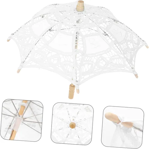 Miniatura 5 de Veemoon 2 parasoles de novia, sombrillas para fotografía, bordado de novia, para niños, flores, damas, disfraz, tela de encaje, decorativo, floral