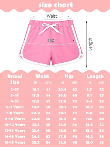 Miniatura 2 de Resinta Paquete de 5 pantalones cortos deportivos de algodón para niñas, pantalones cortos de correr activos, pantalones cortos de verano para niños