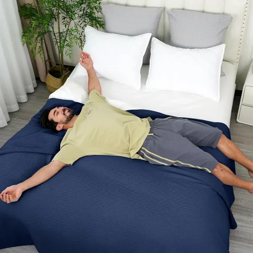 Miniatura 9 de PHF - Manta de punto gofre 100% de algodón tamaño king para cama, cobija ligera transpirable a prueba de engancho, ideal para acolchado en climas