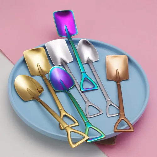 Miniatura 6 de 10 cucharas de pala de acero inoxidable, cucharas de postre reutilizables para café, té, helado, fruta y azúcar pastel