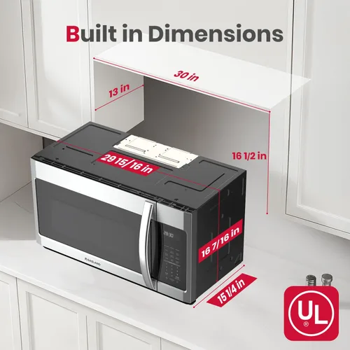 Miniatura 6 de GASLAND Horno microondas de 30 pulgadas, gran capacidad de 1.9 pies cúbicos para pizza y platos familiares de 12 pulgadas, 1000 W con 11 niveles