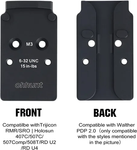 Miniatura 4 de ohhunt Placa adaptadora óptica compatible con Walther PDP 2.0, compatible con Trijicon RMR/SRO/Holosun 407C/507C/508T