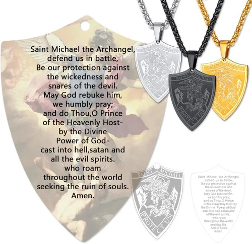 Miniatura 56 de U7 Saint Benedict/Michael Medal Necklace, 316L Stainless Steel Virgin Mary Necklace for Men Women, Bible Verse Protection Necklace Catholic