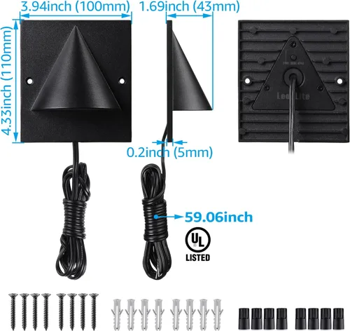 Miniatura 6 de LEONLITE 3CCT - Luz LED de bajo voltaje para terraza, 12-24V AC/DC, luz de valla de barandilla de paisaje, IP65 impermeable, certificación ETL, IP65