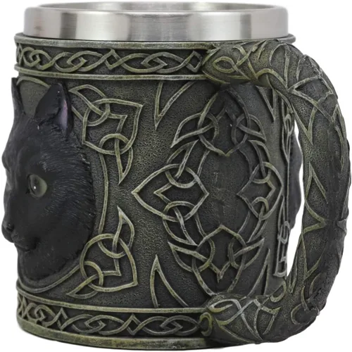 Miniatura 3 de Ebros Gift Taza de resina de 16 onzas con borde de acero inoxidable para café, té, cereales, bebidas, Halloween, cocina, comedor, decoración