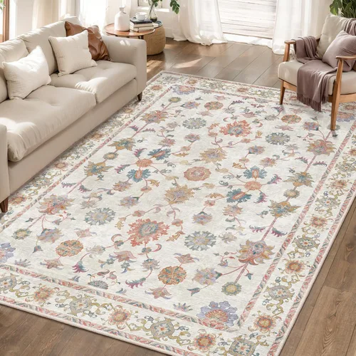 Miniatura 144 de Tangsoo Alfombra lavable para pasillo, antideslizante, 2 x 6 pies, estilo bohemio, floral, vintage, para entrada, suelo suave, para cocina, baño