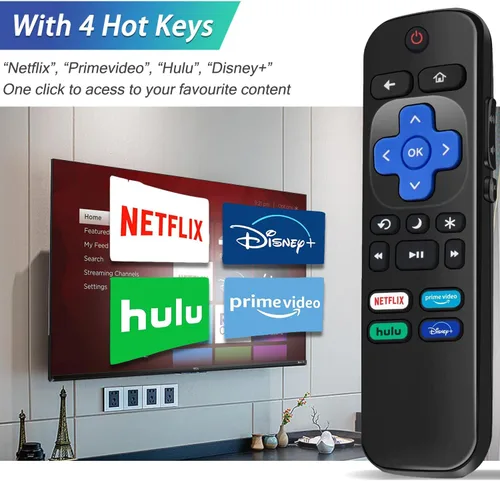 Miniatura 4 de Repuesto para control remoto Roku TV con funda de silicona, compatible con TCL/Hisense/Onn/Westinghouse/Insignia/Sharp Roku TV con 4 teclas
