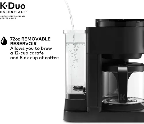 Miniatura 3 de K-Duo Essentials, cafetera de una sola porción para cápsulas de café caliente y helado y jarra, depósito de 72 Oz, múltiples tamaños de infusión