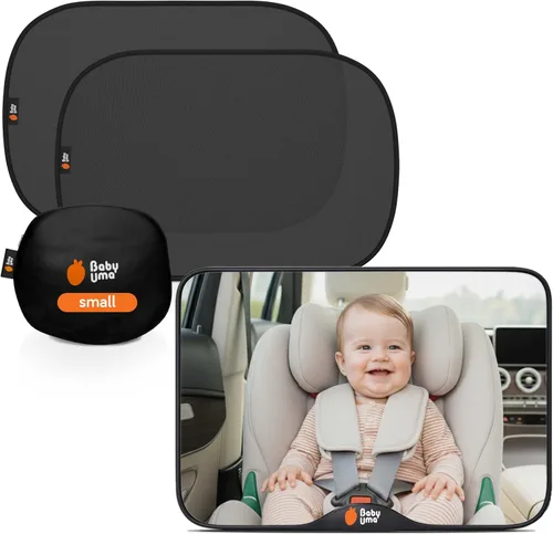 Miniatura 8 de Baby Uma Espejo de coche para bebé (paquete de 2) + letreros de bebé a bordo para automóvil, espejo inastillable de visión clara, fácil de poner