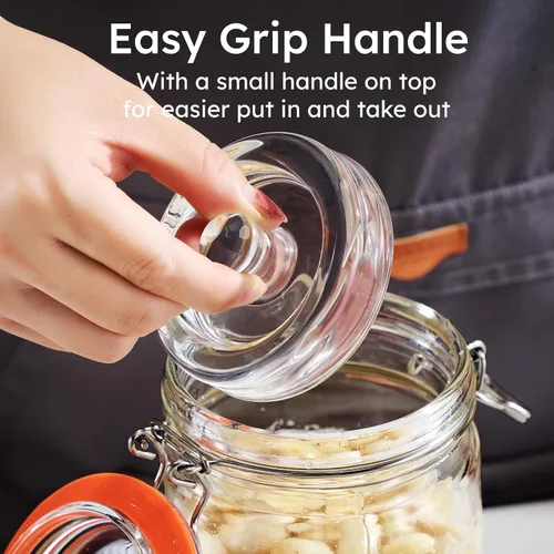 Miniatura 3 de Jillmo Tarro de fermentación de 1 litro, kit de fermentación de vidrio cuadrado con peso para hacer chucrut, salsa picante, hidromiel, sidra y más