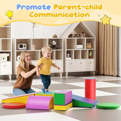 Miniatura 2 de Lischwert Bloques de escalada de espuma, juguetes de escalada suaves para niños pequeños, juego de espuma de 9 piezas para gatear y escalar con Verde