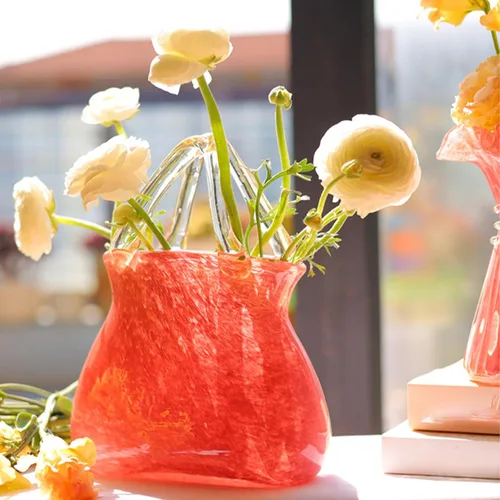 Miniatura 5 de Bag Vase, Unique Bag Vase Within Bubbles Handbag Vase Glass Bag Vase, Glass Vase for Home Décor,Living Room,Office,Garden,Wedding,Purple
