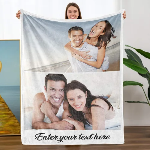 Miniatura 23 de Mantas personalizadas con fotos, manta personalizada con nombre de imagen para esposa, marido, novio, novia, aniversario, Navidad, cumpleaños, 1 Foto