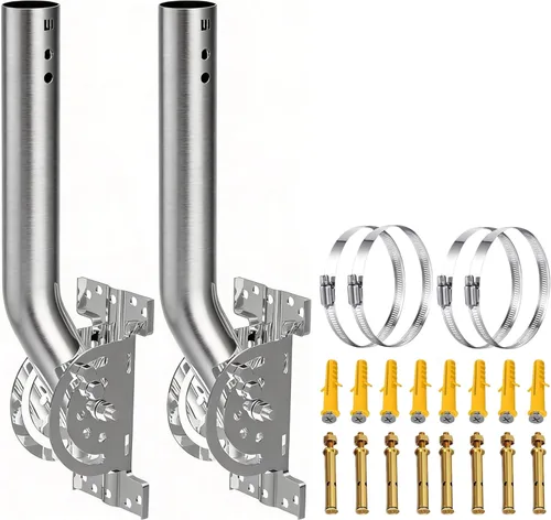 Miniatura 14 de Soporte de antena para exteriores para punto de acceso, soporte de montaje de poste en J de bloqueo de doble tornillo ajustable de 12 a 160°, Blanco