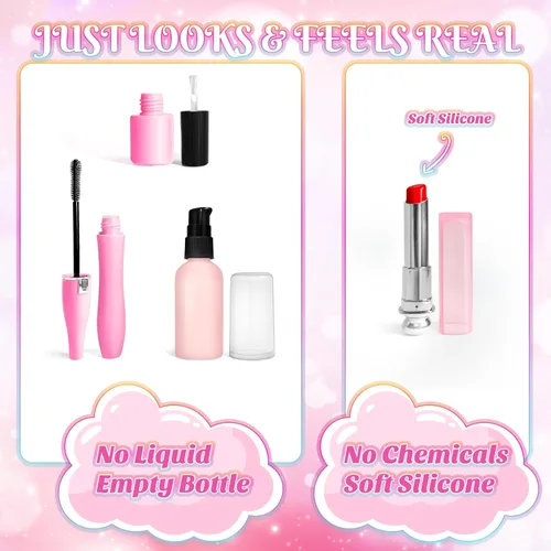 Miniatura 9 de Maquillaje de simulación para niños pequeños, juego de maquillaje de juguete para niños de 3 a 5 años, kit de maquillaje de juguete para niños