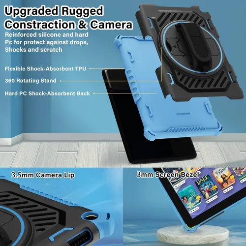 Miniatura 3 de ROISKIN Funda para tableta Amazon Kindle Fire HD 8 y HD 8 Plus de 12ª/10ª generación versión 2024/2022/2020 para niños con soporte giratorio de 360