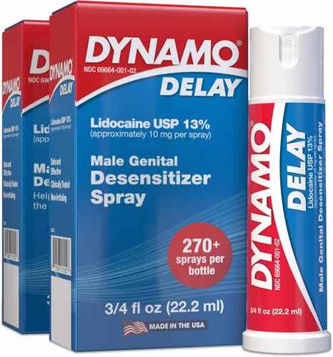 Miniatura 10 de Dynamo Delay Spray para hombres – 13% lidocaína anestésica en aerosol para ayudarte a durar más tiempo en la cama – Paquete de 5 unidades Climax