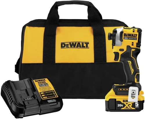 DEWALT ATOMIC - Kit de destornillador de impacto inalámbrico sin escobillas de 20 V MAX de 1/4 pulgadas con batería y cargador incluidos (DCF850P1)