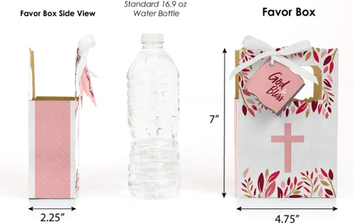 Miniatura 3 de Big Dot of Happiness Pink Elegant Cross - Cajas de regalo para fiesta religiosa para niñas, juego de 12