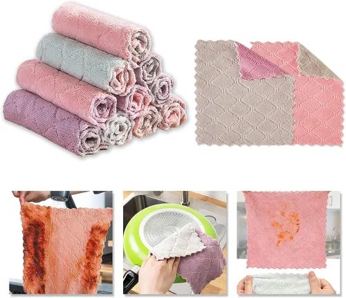 Miniatura 3 de Paquete de 10 paños de cocina suaves, sin olor, paños de cocina reutilizables, paños de limpieza para el hogar, secado rápido, sin aceite