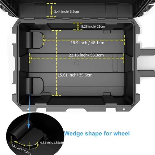 Miniatura 9 de Regetek Funda rígida impermeable, 27 x 20 x 13 pulgadas, funda rígida con ruedas, mango retráctil para cámara, dron, herramienta, electrónica, a