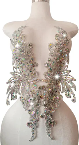 Apliques de encaje hechos a mano con diamantes de imitación para coser en cuentas, parches de lentejuelas, accesorios para ropa de vestir de niña