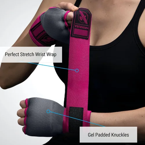 Miniatura 2 de Hayabusa Guantes de mano de gel rápido para boxeo Gris/rosado