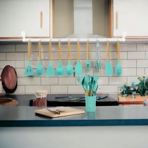 Miniatura 8 de 33 piezas." Juego de utensilios de cocina para cocinar. Viene con 5 paños de limpieza de cocina, juego de utensilios con soporte, espátula, así