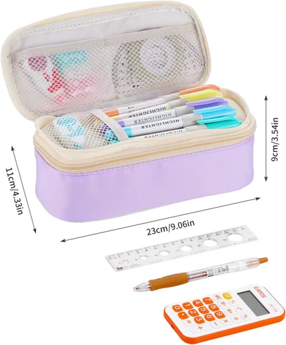 Miniatura 2 de Dugio Estuche grande para lápices de gran capacidad con cremallera para niñas, niños, adultos, papelería, estuche organizador para la escuela