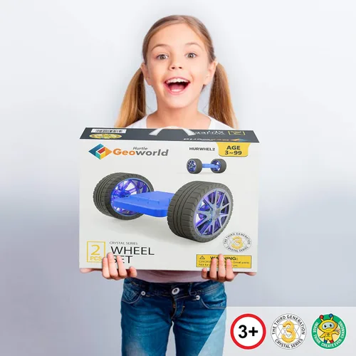 Miniatura 6 de Hurtle Juego de ruedas de bloques magnéticos, compatible con otras marcas de azulejos magnéticos de tamaño estándar, bases de ruedas magnéticas
