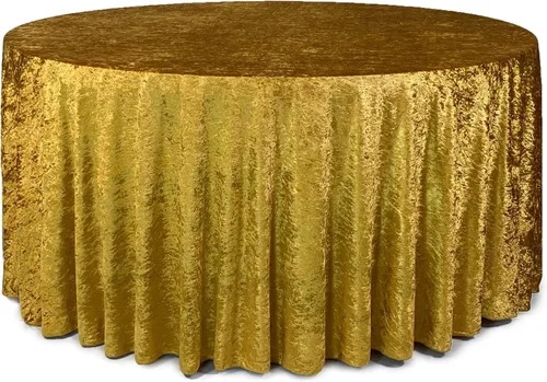 Miniatura 24 de YOUR CHAIR COVERS - Mantel redondo de terciopelo triturado de 120 pulgadas para mesas redondas de 5 pies - Azul polvoriento Azul empolvado