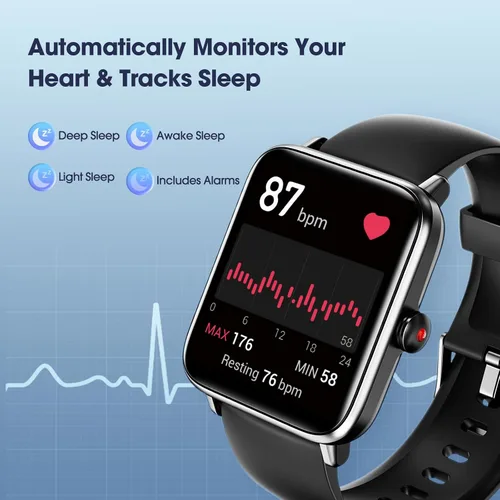 Miniatura 2 de LIVIKEY Reloj inteligente, rastreador de actividad física con monitor de frecuencia cardíaca, oxígeno en sangre, seguimiento del sueño, reloj