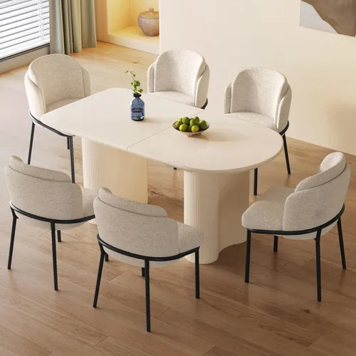 Miniatura 30 de Miuuod Mesa de comedor que ahorra espacio para apartamentos pequeños para 4-6 personas, muebles resistentes de mediados de siglo