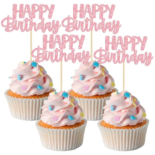 Miniatura 20 de Gyufise 24 piezas Adornos para pastel de cumpleaños con púas brillantes para magdalenas, para celebrar la decoración de pastel de fiesta temática