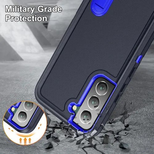Miniatura 4 de Funda para Samsung Galaxy S22 Plus con función atril, 3 capas de grado militar, funda protectora de silicona resistente a prueba de golpes para azul