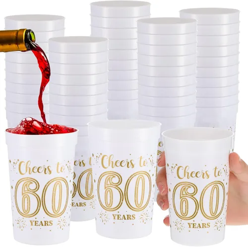 Miniatura 10 de Lallisa 40 tazas de plástico para fiestas de cumpleaños 40 a granel, de 16 onzas a 40 años, decoraciones de fiesta de 40 años, regalos de fiesta