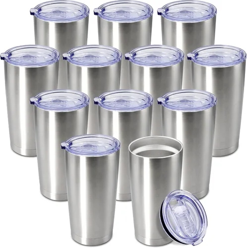 Miniatura 19 de Vaso de viaje de café de 20 onzas a granel con tapa, acero inoxidable de doble pared aislada al vacío, tazas con recubrimiento en polvo, para Rosa