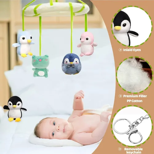 Miniatura 4 de Anboor Pequeños animales de peluche de pingüino de 4.3 pulgadas, juguete de peluche con llavero, premio, bolsas de regalo, mochilas, recuerdos
