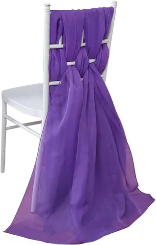 Miniatura 12 de Efavormart - Paquete de 5 bandas de gasa de alta calidad para silla, 22 x 78 pulgadas, amatista violeta, lazos para silla de diseño transparente