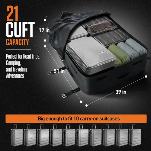 Miniatura 3 de VENTURE 4TH Portaequipajes para techo de automóvil, bolsa de techo impermeable de 21 pies cúbicos con 10 correas de compresión y amarre resistentes