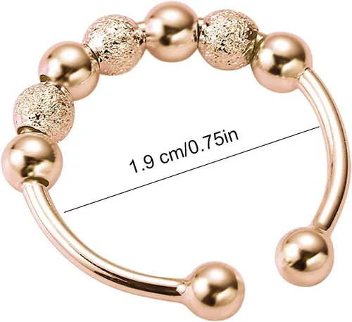 Miniatura 7 de Anillos de boda estéticos para mujeres, adolescentes, niñas, 3 piezas y cuentas en espiral, giro de una sola vuelta, anti estrés, anillos apilables