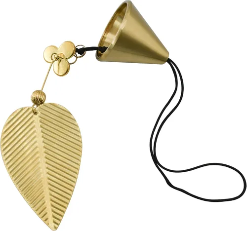 Miniatura 2 de Campana colgante de hoja dorada para buena suerte, campanilla de viento colgante, decoración del hogar, campana china de Feng Shui (forma de cono)