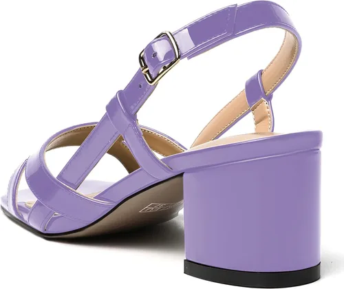 Miniatura 7 de WAYDERNS Correa ajustable para mujer, puntera cuadrada, correa de tobillo con bloque para citas, hebilla casual, puntera abierta, charol cruzado