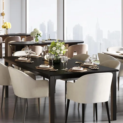 Miniatura 8 de GarveeHome Mesa de comedor industrial de 70.8 pulgadas para 6, mesa de comedor larga de madera con diseño de mortaja y espiga, mesa de cocina