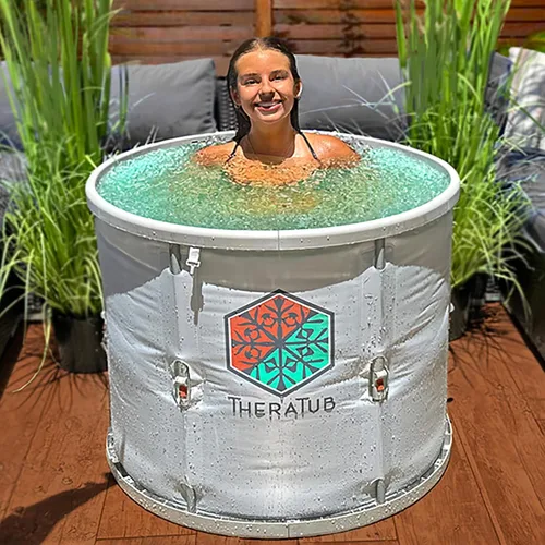TheraTub - Tina de baño de hielo plegable XL, 32 x 32 x 28 pulgadas, capacidad de 390 libras, fácil de instalar y drenar, diseño moderno, portátil y